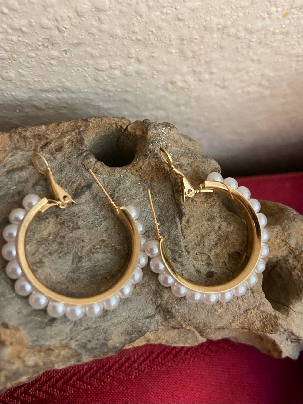 5/$10❤️❤️❤️NEW Faux Pearl Hoop LeverBack Stud Earrings